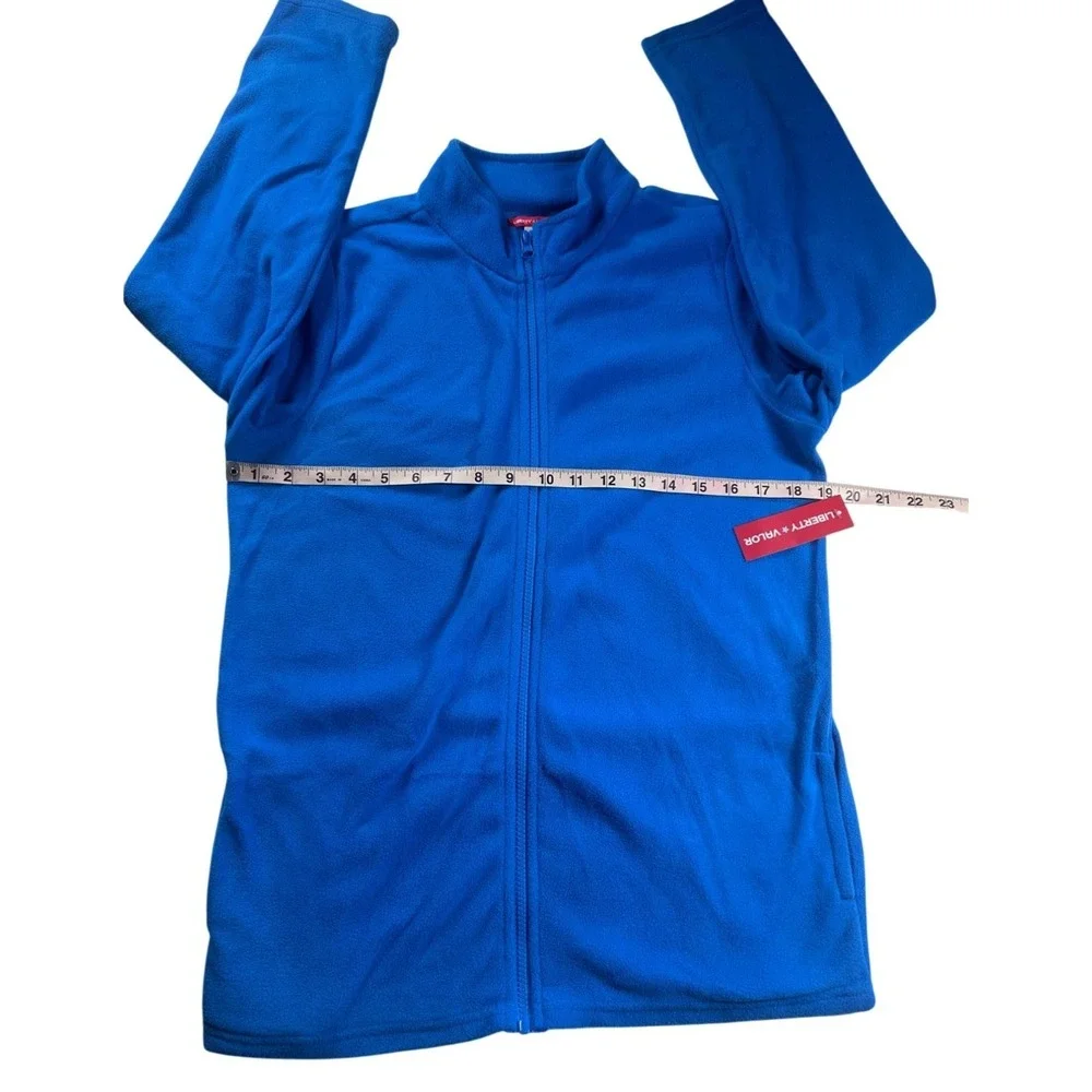 Liberty Valor Boys Blue‎ Full Zip Fleece Jacket Mock Neck XL 14/16 Pockets NWT